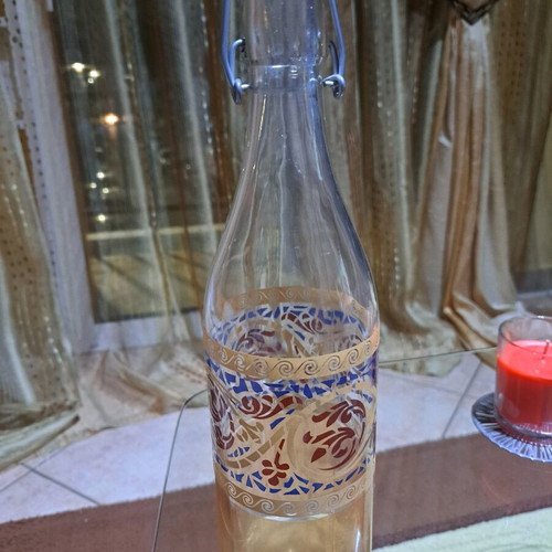 Cerve Transparent Glass Water Bottle with Spring like new, made in Italy