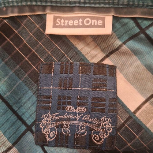 Street One women's plaid shirt like new, gray-black-light blue-blue