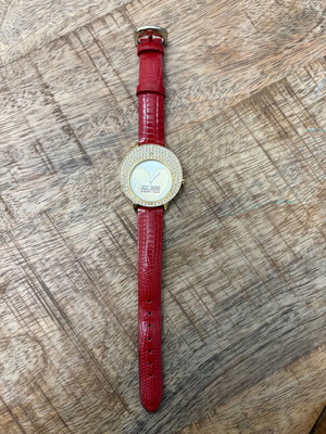 Moschino women's watch like new with red leather strap