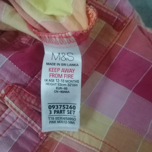 Baby summer romper pink and yellow plaid, like new