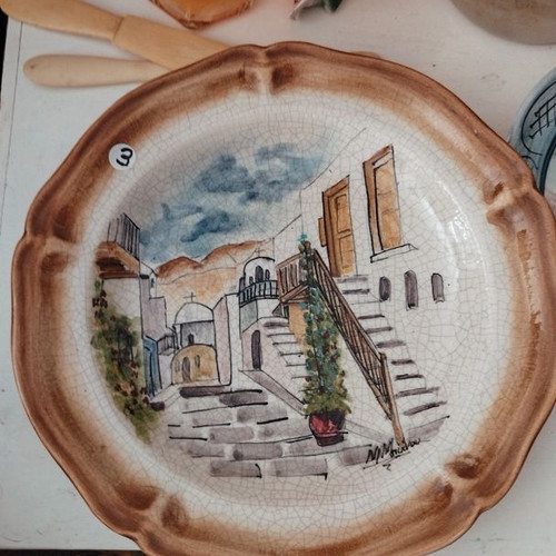 Vintage decorative ceramic wall plate with signature like new