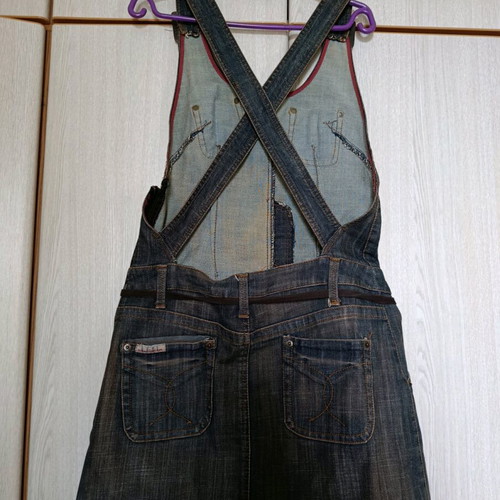 Attrattivo denim dress L like new, slim fit with straps