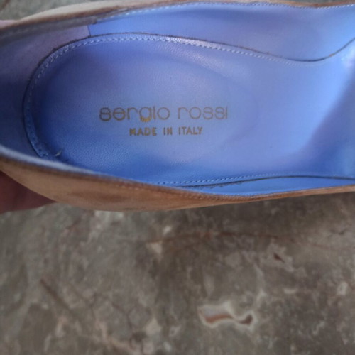 Sergio Rossi beige nubuck leather heels like new, 11 cm heel