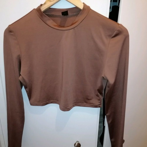 Crop blouse women's brown new, top