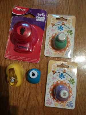 Paper punchers new, pack of 5 different designs