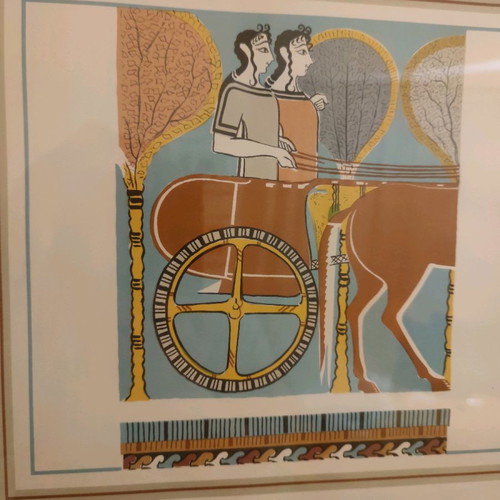 Colored print from Mycenaean frescoes used