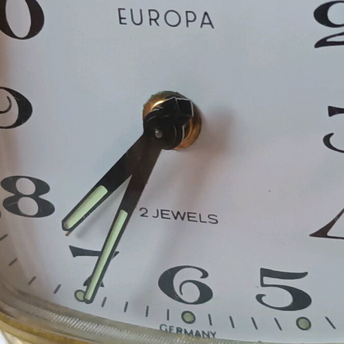 Europa travel alarm clock used, analog tabletop