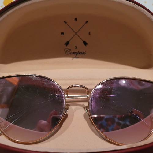 Compass sunglasses used, pink mirrored lenses