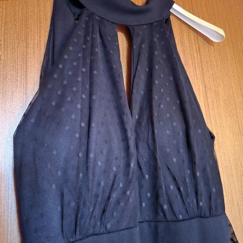 Maxi dress black with polka dot tulle new