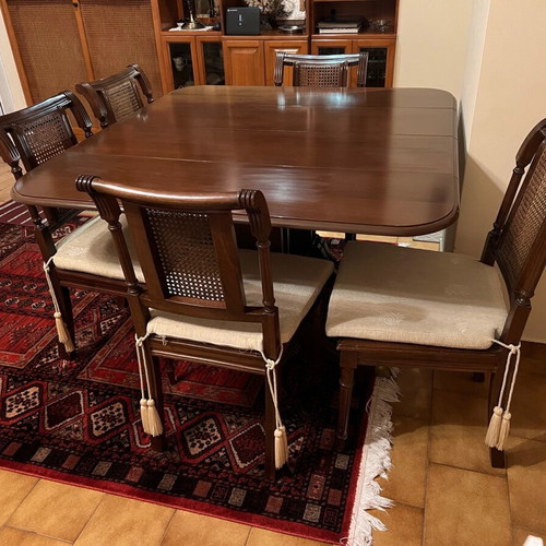 Living room dining table used with extension feature