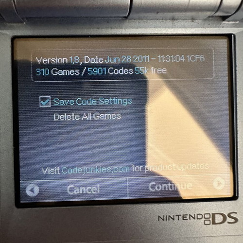 Action Replay DS used, fully functional with cable