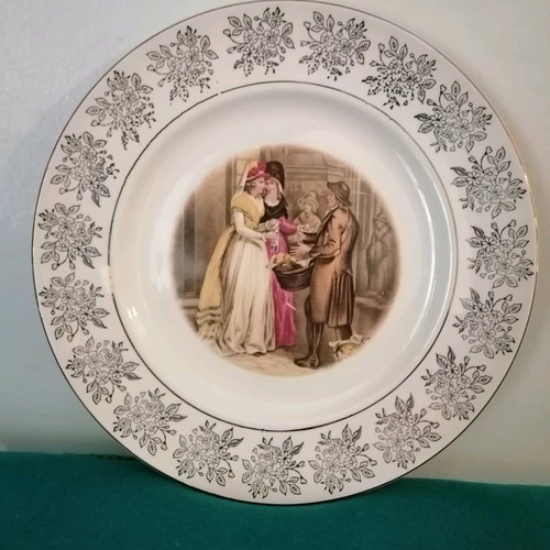 Sofafils porcelain decorative plate with Victorian scene, 1970s