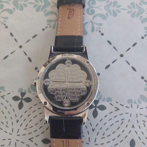 Folli Follie watch with crystals like new, black and silver