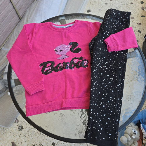 Girls' blouse and pants set, 4-6 years, black and pink