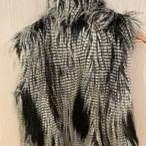 Sleeveless eco fur vest like new, size small/medium, black and grey