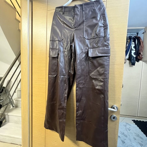 Zara leather pants large new, brown