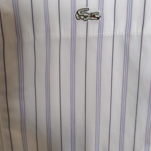Lacoste men's dress shirt like new, size XL, white with blue and lilac stripes