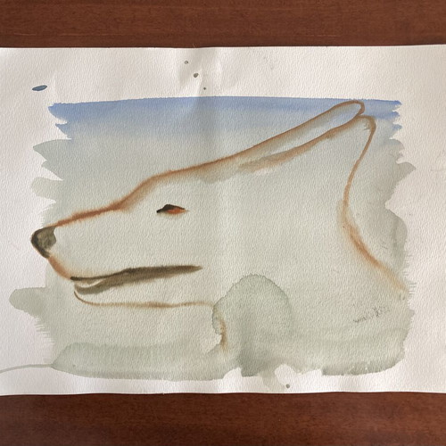 Dog Untitled Acrylic Painting on Cardboard Used