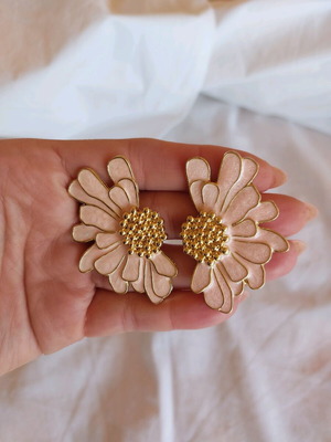 Summer earrings flower-shaped pink-gold new