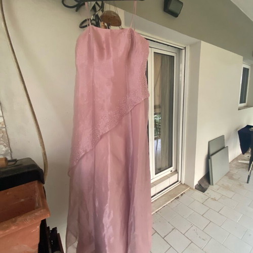 Evening dress pink with rhinestones used, size M
