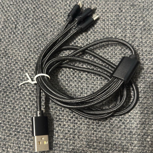 Fabric charging cable 3-in-1 1m new, USB to Lightning, Type-C, Micro-USB for iPhone and Android