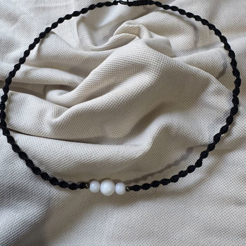 Macrame choker necklace with natural matte agate, new