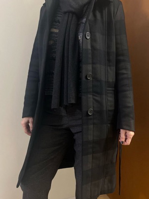 Maje coat new with belt and removable hood multicolor