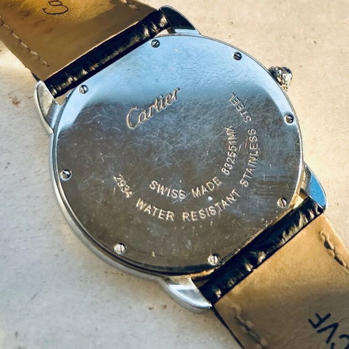 Ronde Solo de Cartier wristwatch 29mm, steel case, black leather strap