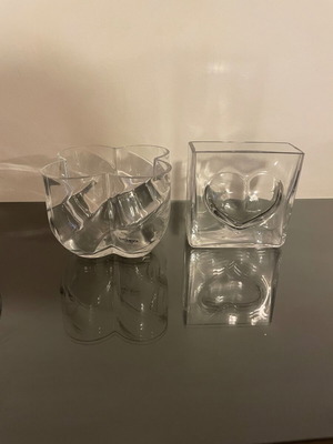 KOSTA BODA collectible crystal bowl and puffed heart jar by Anna Ehrner & Bertil Vallien
