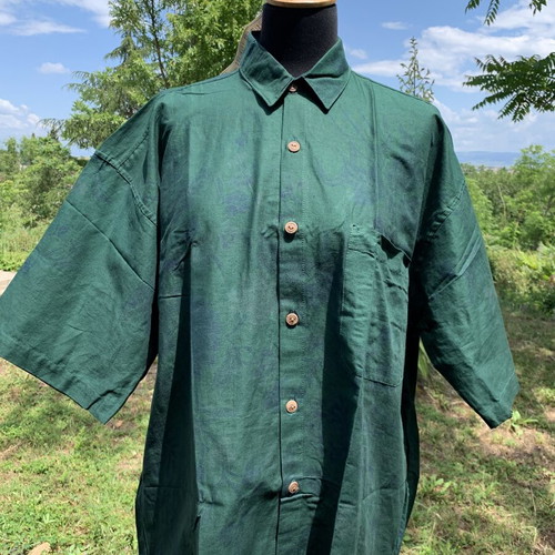 Vintage cotton shirt new with floral pattern and wooden buttons