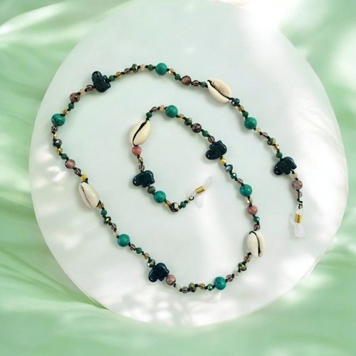 Handmade glasses strap with haolite stones and crystals, new