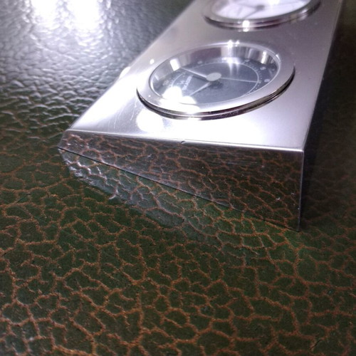 Skagen table clock used, silver metal
