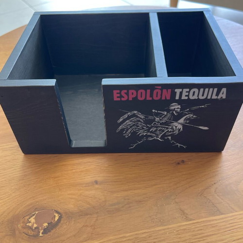 Wooden organizer box with Espolòn Tequila logo new