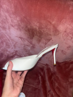 Mules genuine patent leather, 8.5 cm heel, size 42