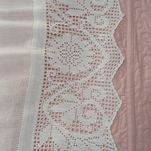 Handmade set of two white table runners, new, linen fabric