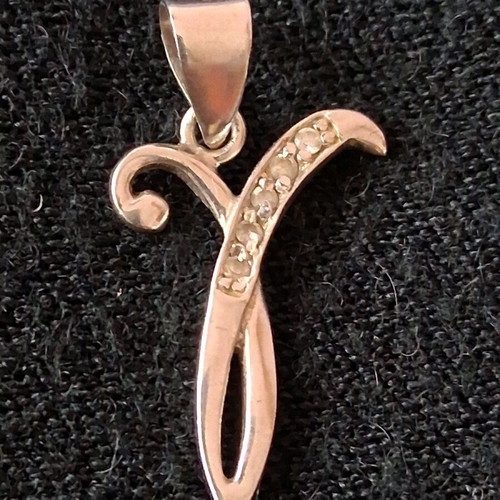 Small Gamma Monogram with Zircon Silver 925 New