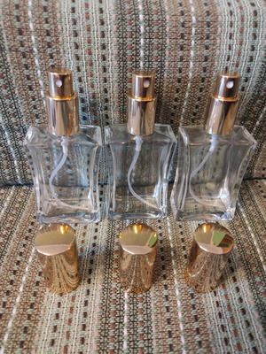 Glass bottles set of 3 used with sprayers and caps