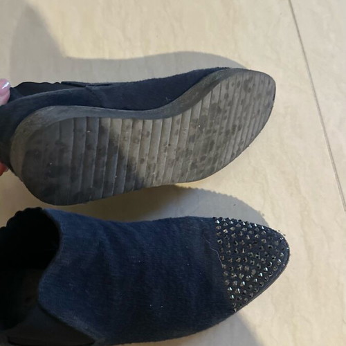 Shoes with glitter used, blue, size 38