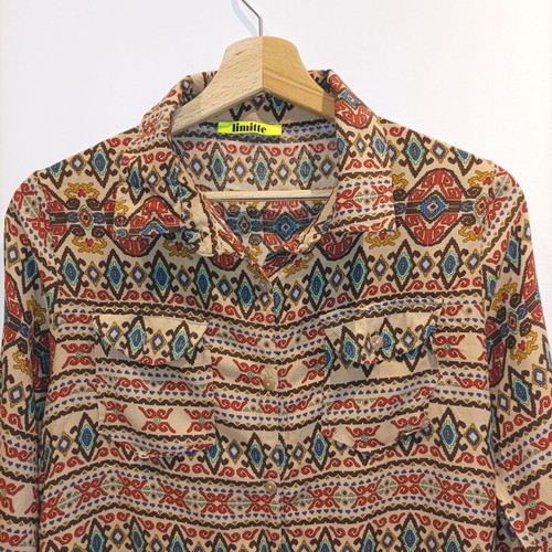 Women's colorful shirt with boho motifs like new, size S