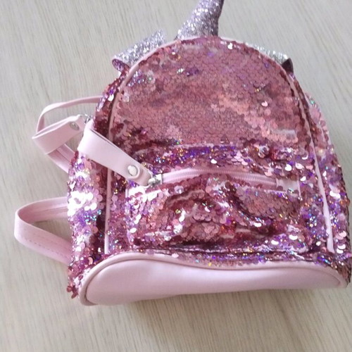 Cat And Jack Little Girls Unicorn backpack like new with pink sequins