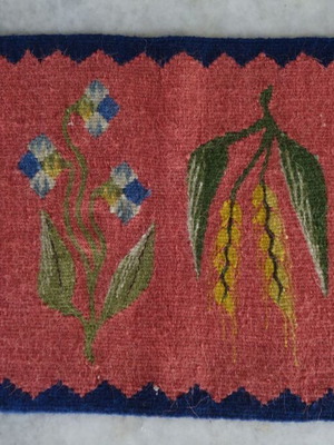 Handmade woven rug used Romanian, table or wall decoration
