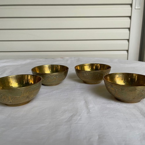Set of 4 Egyptian bowls used, made of brass