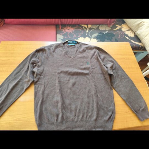 Ralph Lauren cotton men's knitted sweater, grey brown, size L