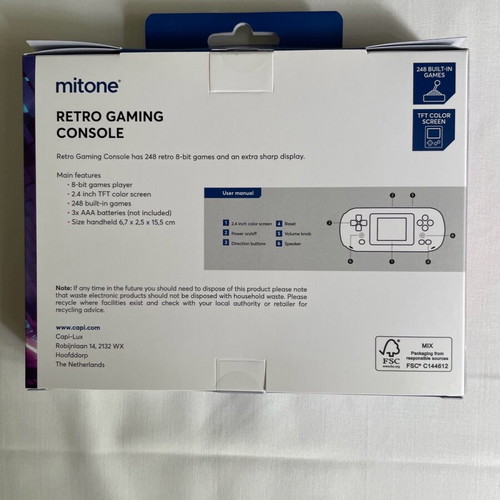 Mitone retro handheld gaming console new, black with 248 games
