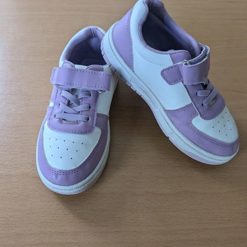 Athletic shoes used size 30 white and purple