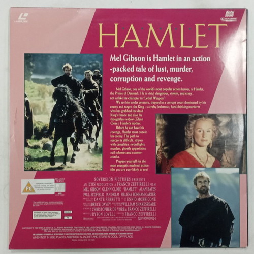 Laserdisc Hamlet Mel Gibson Glenn Close excellent condition, double