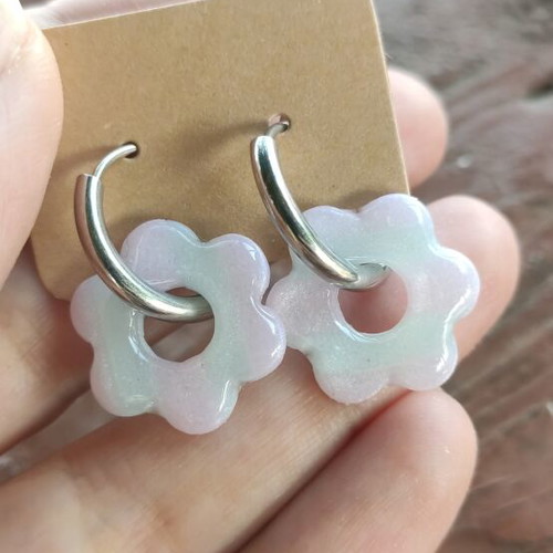Handmade polymer clay earrings with steel hoops