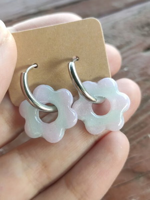 Handmade polymer clay earrings with steel hoops