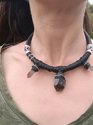 Ethnic women's necklace with quartz new handmade adjustable