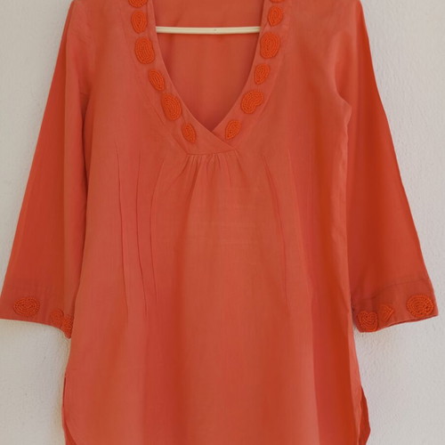 Summertime by Raxevsky Boho tunic blouse coral like new